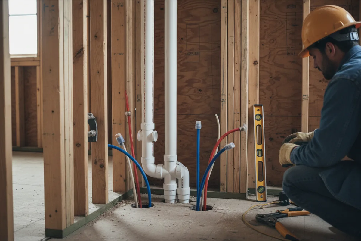 Drain and supply rough-in during Sump Pump Repair in Middletown